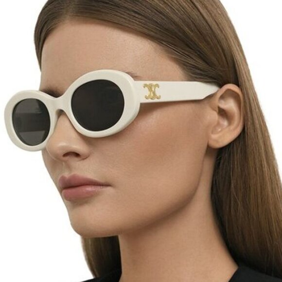 NEW CL40194U 25A CELINE SUNGLASSES UNISEX WHITE OVAL EYEWEAR - Picture 4 of 5